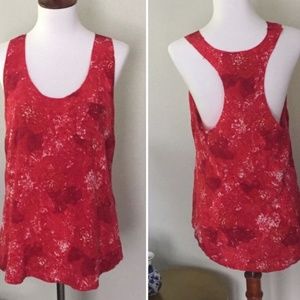 Joie red print silk racerback